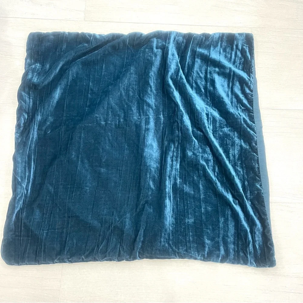 West Elm Lush Crinkle Velvet Euro Sham Blue 26”x26” - One Sham